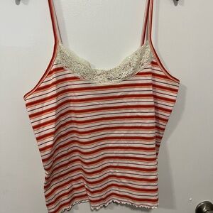 Striped Orange and White Women's Top